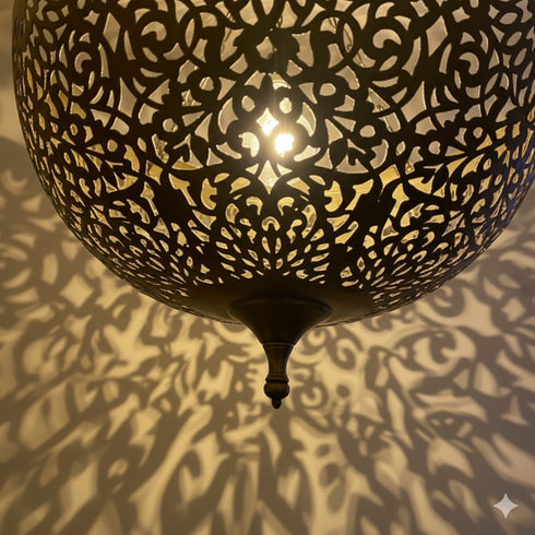 Moroccan Brass Pendant Light - Vintage Style Lighting  (pl-1095)